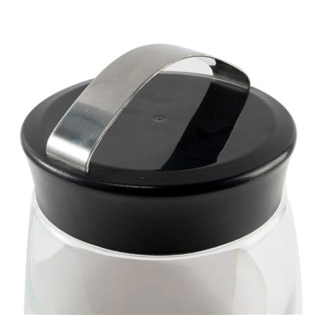 ROUND GLASS CANISTER WITH SCREW LID 1.4L BLACK