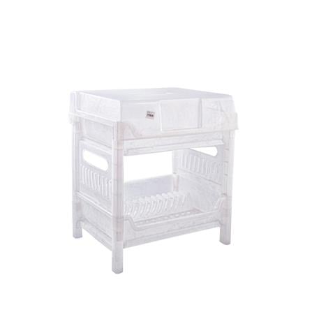 2-TIER PLASTIC DISH DRAINER WITH LID SN 787 WHITE