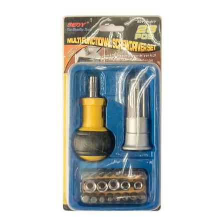 SHINO RATCHET STEEL SCREWDRIVER SET BLU-YELLOW-SILVER