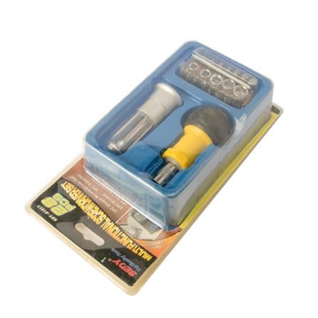 SHINO RATCHET STEEL SCREWDRIVER SET BLU-YELLOW-SILVER
