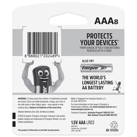 MAX AAA 1.5V ALKALINE BATTERY 8PC E92BP8M ENERGIZER