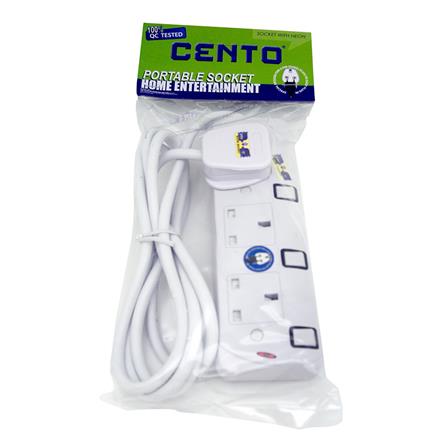 CENTO TRAILING SOCKET CT583 3 GANG 2M WHITE