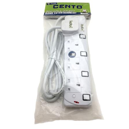 CENTO TRAILING SOCKET CT584 4 GANG 2M WHITE