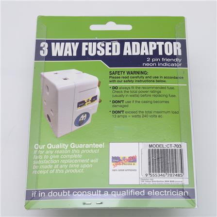 ADAPTER 3-PIN 3-WAY CENTO CT703 WHITE