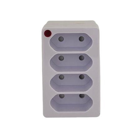 NNE 2 PIN 4 WAY ADAPTER WITH NEON LIGHT 2051SN WHITE