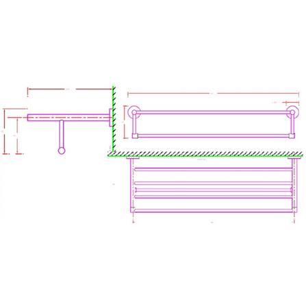 AMERICAN STANDARD TOWEL SHELF CHROME K-2801-53-N W60XD11.2XH21.4 CM SILVER