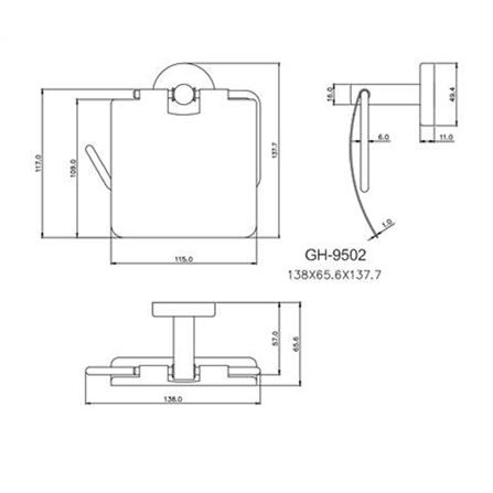 WATSON TISSUE HOLDER GH-9502 STAINLESS STEEL W12 X H12 X D6.5 cm