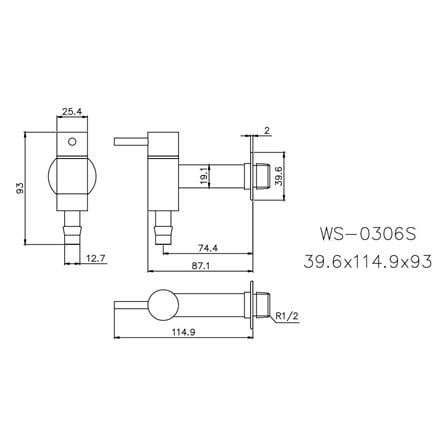 WATSON WALL TAP WS-0306/S SATIN H10XW8.80XD7.50 CM