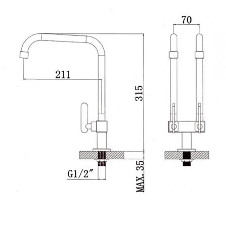RASLAND SINK FAUCET F5912 CHROME H39XW23XD7 CM