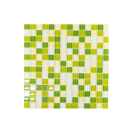 TARA GLASS MOSAIC TILE 30X30X0.4CM MIXED GREEN LEMON