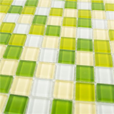 TARA GLASS MOSAIC TILE 30X30X0.4CM MIXED GREEN LEMON