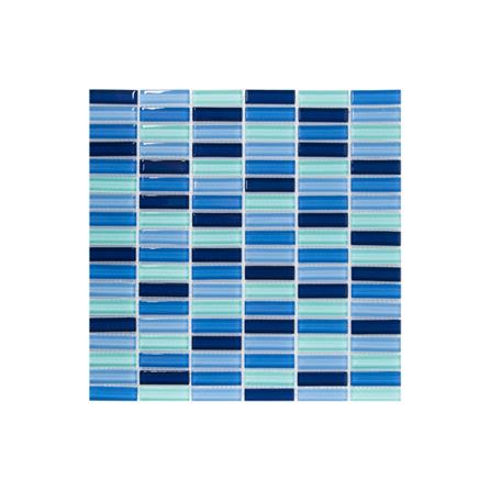 GLASS MOSAIC TILE TARA TAFFY BLUE 30X30CM