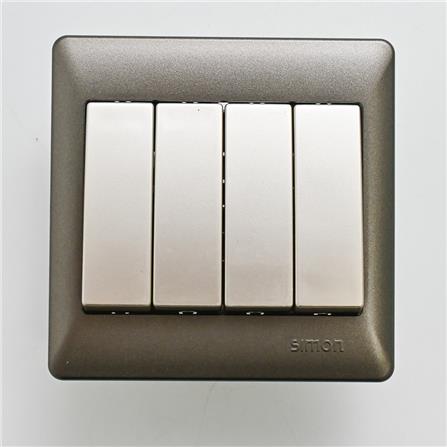 SIMON SWITCH 10A 4 GANG 1 WAY 51041B CHAMPAGNE MATTBLACK