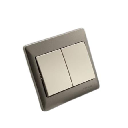 SIMON SWITCH WITH LED 10A 2GANG 2WAY DOBLE POLE 51022B CHAMPAGNE MATTBLACK