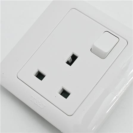 T&J 13A 1G FLAT PIN SWITCH SOCKET K8613S-D WHITE