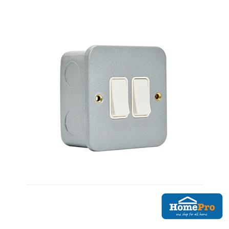NNE 2GANG 2WAY METAL CLAD SWITCH 902/2 GREY