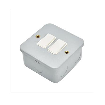 NNE 2GANG 2WAY METAL CLAD SWITCH 902/2 GREY