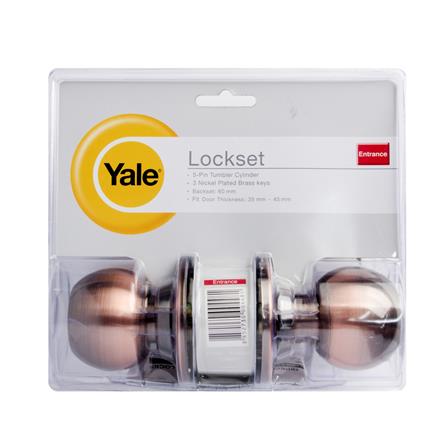 YALE ENTRANCE KNOB KN-VCA5127US11 ANTIQUE COPPER