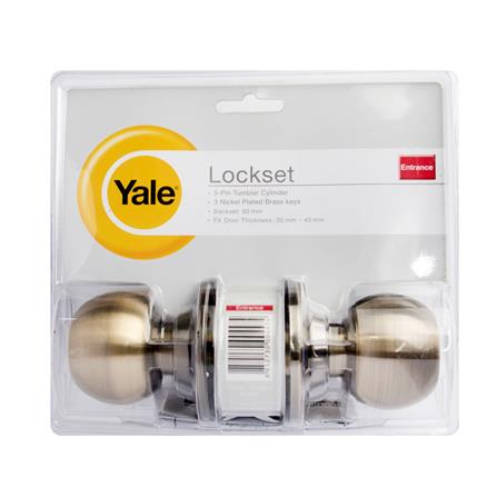 YALE ENTRANCE KNOB KN-VCA5127US5 ANTIQUE BRASS