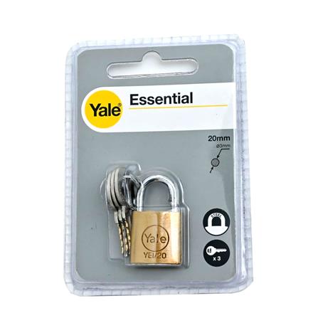 YALE 20MM ESSENTIAL STANDARD SHACKLE PADLOCK YE1/20/111/1