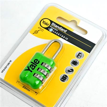 YALE COMBINATION PADLOCK YP2/23/128/1E 3-DIGIT GREEN