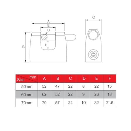 GERE KEYED ALIKE PADLOCK SET CL91503KA 50MM CHROME 3 EACH