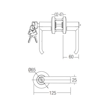 ST.GUCHI ENTRANCE LEVER TL-6509 STAINLESS STEEL