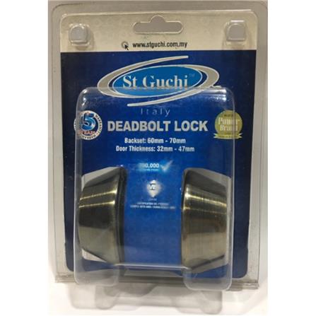 ST. GUCHI DOUBLE DEADBOLT D-282 AB ANTIQUE BRASS