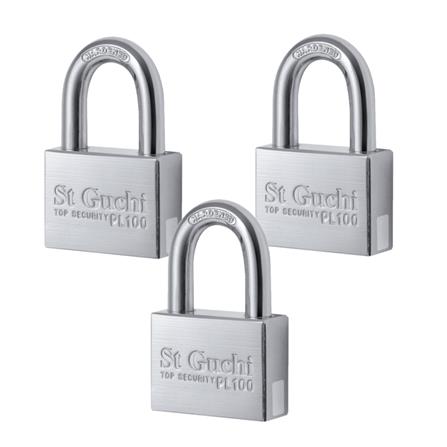 ST. GUCHI KEYED ALIKE PADLOCK SET PL100 (N)-403 40MM CHROME 3 EACH