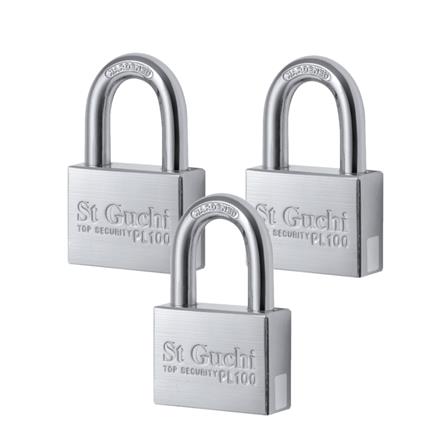 ST. GUCHI KEYED ALIKE PADLOCK SET PL100 (N)-503 50MM CHROME 3 EACH