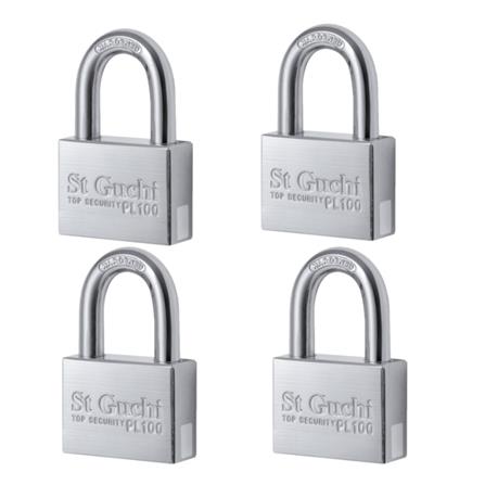 ST. GUCHI KEYED ALIKE PADLOCK SET PL100 (N)-504 50MM CHROME 4 EACH