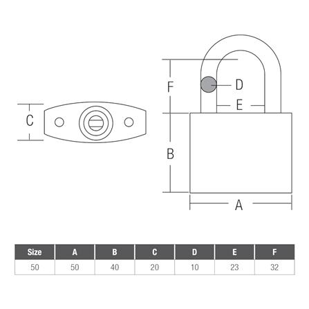 ST. GUCHI KEYED ALIKE PADLOCK SET PL500 (N)-502 50MM CHROME 2 EACH