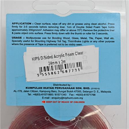 KIPS DOUBLE-SIDED ACRYLIC FOAM TAPE 24MMX2M
