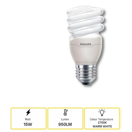 ENERGY LAMP WARM WHITE PHILIPS TORNADO 15W WW E27 220-240V