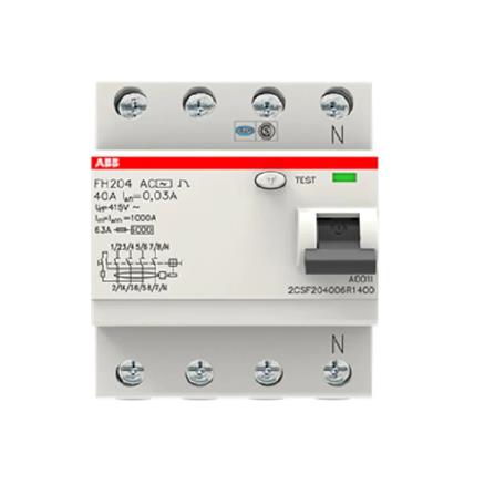 RESIDUAL CURRENT CIRCUIT BREAKER 4-POLE ABB FH204 AC-40/0.1 TYPE 100MA