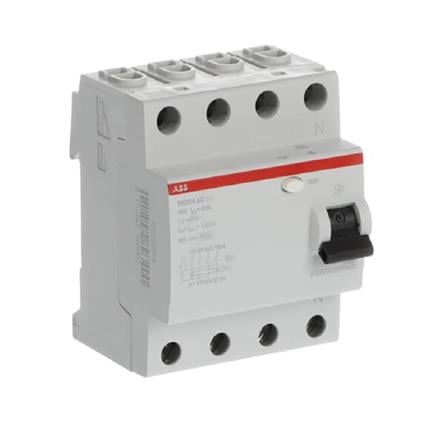 RESIDUAL CURRENT CIRCUIT BREAKER 4-POLE ABB FH204 AC-40/0.1 TYPE 100MA