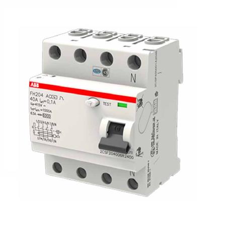RESIDUAL CURRENT CIRCUIT BREAKER 4-POLE ABB FH204 AC-40/0.1 TYPE 100MA