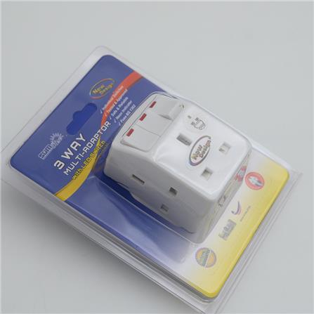 3PIN 3WAY ADAPTPR WITH SWITCH + NEON 133N-1 SUM