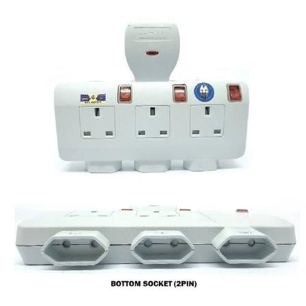 6 WAY T-ADAPTOR WITH NEON + SURGE S7633N SUM