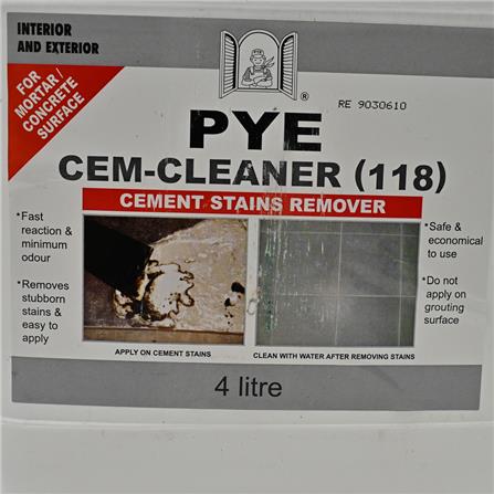 PYE CEM-CLEANER 118 STAINS REMOVER 4 LITRE
