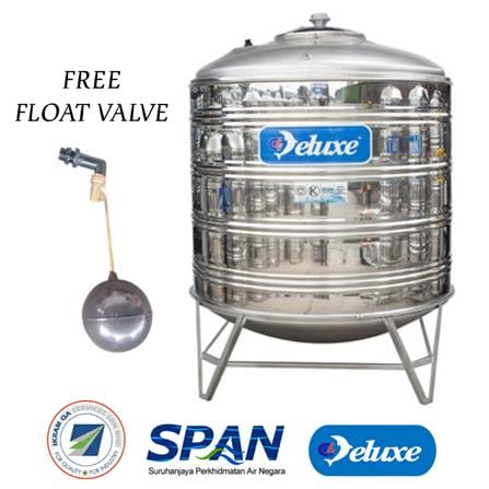 DELUXE STAINLESS STEEL WATER TANK VERTICAL WITH STAND ROUND BOTTOM CL50K 2,000L