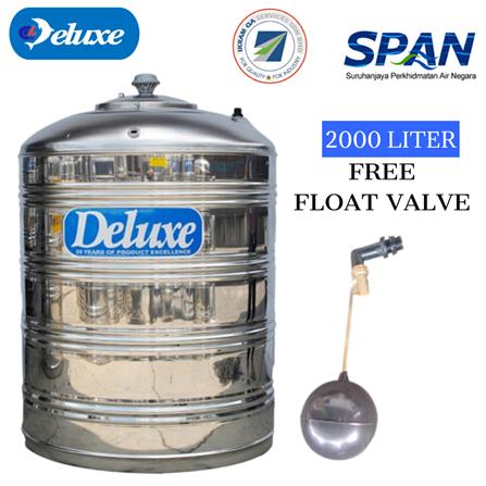 DELUXE STAINLESS STEEL WATER TANK VERTICAL WITHOUT STAND FLAT BOTTOM CL50FT 2,000L