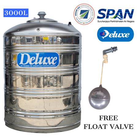 DELUXE STAINLESS STEEL WATER TANK VERTICAL WITHOUT STAND FLAT BOTTOM CL60FL 3,000L