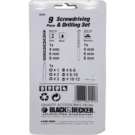 BLACK & DECKER 9EA CONCRETE DRILL BIT