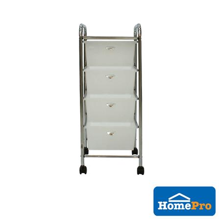HOMEPRO STORAGE CAR WITH DRAWER 4 TIER FLF001-4 W33.5XD39XH81 CM WHITE