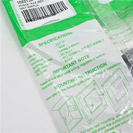 VIVACE 16AX 250V 1 GANG 1 WAY SWITCH WE SCHNEIDER