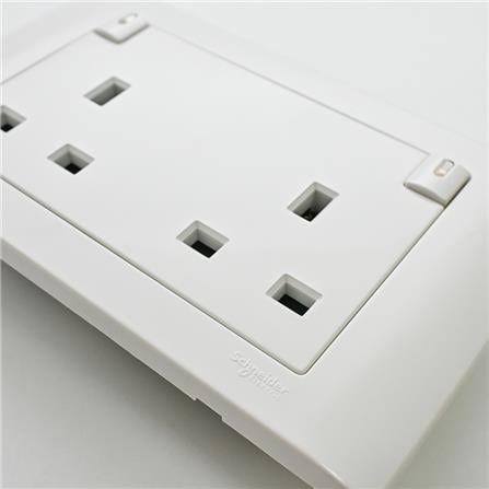 SCHNEIDER ZENCELO SWITCH SOCKET 13A TWIN GANG WHITE