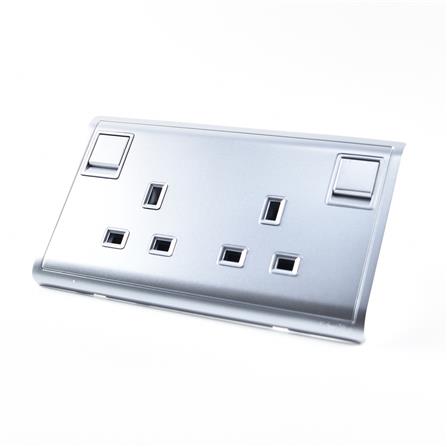 SCHNEIDER PIENO 13A TWIN GANG SWITCH SOCKET - LAVENDER SILVER (E82T25C LS G11)