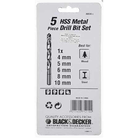 BLACK & DECKER METAL DRILL BIT 5EA/SET