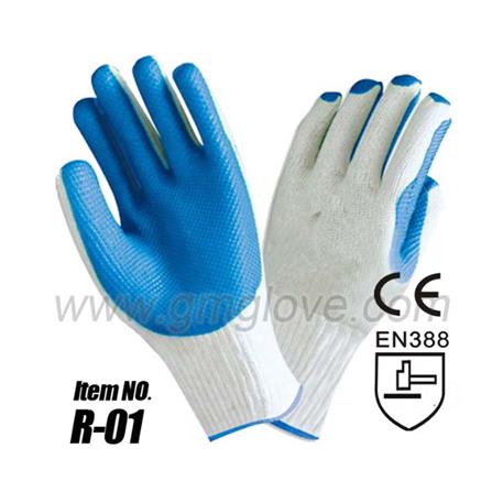 10" COTTON GLOVES WITH LATEX ON PALM SIDE.